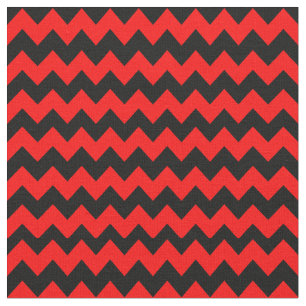 Bright Red and Black Chevron Pattern Fabric