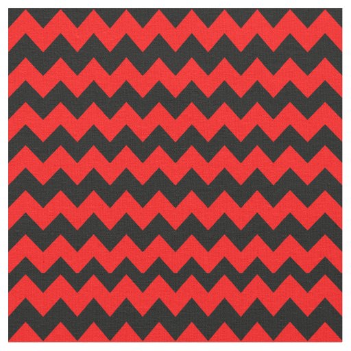 Bright Red and Black Chevron Pattern Fabric
