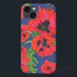 Bright Red and Black Oriental Poppies Pattern iPhone 13 Case<br><div class="desc">A stylish Case-Mate case to protect your iPad Air, with a beautiful, bold pattern of scarlet red and black Oriental Poppies, on a deep blue background. Part of the Posh & Painterly 'Oriental Poppies' collection, this pattern can be can easily be customized by resizing the pattern tile for a very...</div>