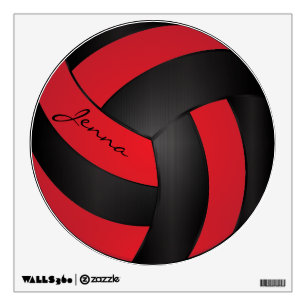 Bright Red and Black Personalize Volleyball Wall Decal