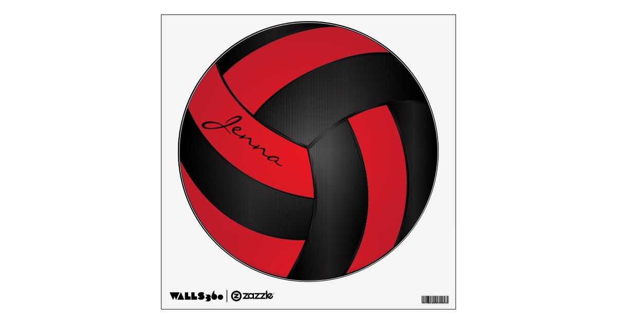 Bright Red and Black Personalize Volleyball Wall Decal | Zazzle.com