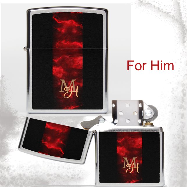 Bright Red and Black Zippo Lighter (Bright red and black Zippo Lighter Cover image, great gift for him)