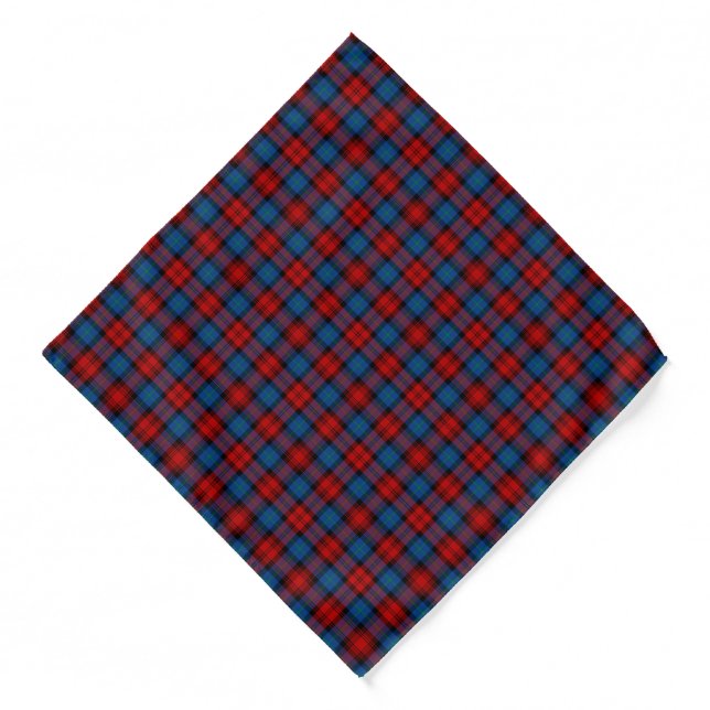 Bright Red and Blue MacLachlan Clan Scottish Plaid Bandana (Front)