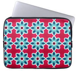 Bright Red and Blue Modern Geometric Pattern Laptop Sleeve