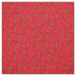 Bright Red and Green Chilli Pepper Food Pattern Fabric
