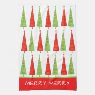 Bright Red and Green Christmas Trees Personalized