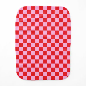 Bright Red and Light Pink Checkered Baby Burp Cloth