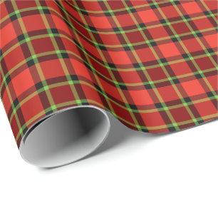 Bright Red and Lime Christmas Plaid Pattern Wrapping Paper