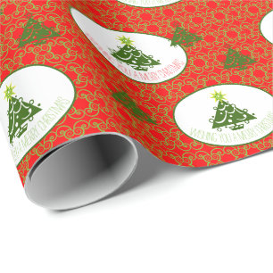 Bright Red and Lime Green Wrapping Paper