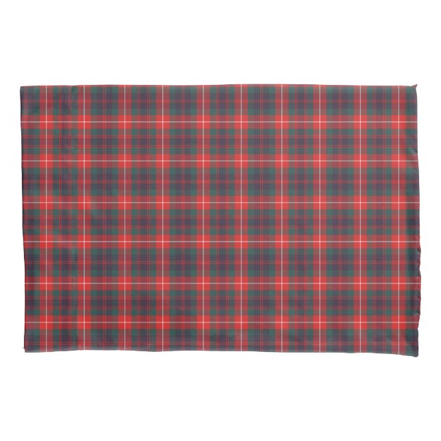 Bright Red and Navy Blue Fraser Modern Tartan Pillow Case (Front)