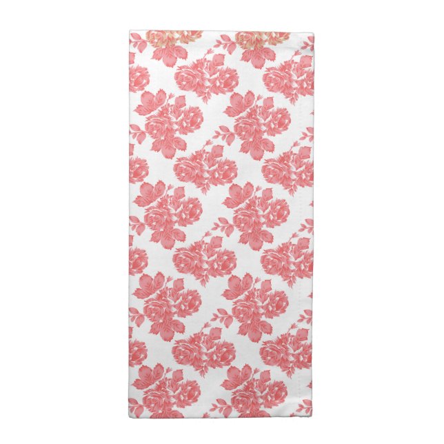Bright red and pink floral wrapping paper featurin cloth napkin (Half Fold)