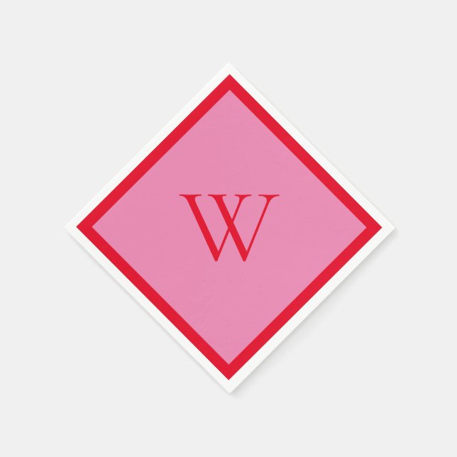 Bright Red and Pink Monogrammed Napkins (Corner)