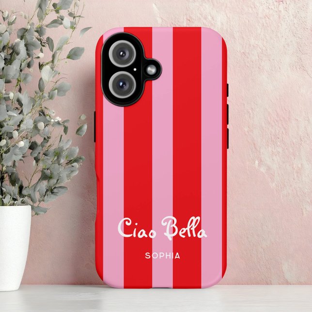 Bright Red and Pink Stripes | Ciao Bella Case-Mate iPhone Case (Creator Uploaded)