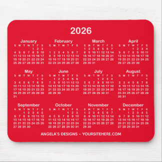 Bright Red and White Calendar Promotional Mouse Pad