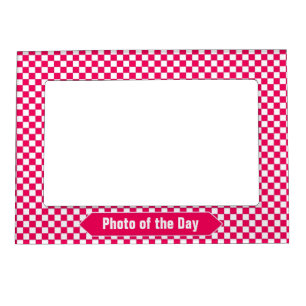 Bright Red and White Checkered Custom Photo Magnetic Picture Frame