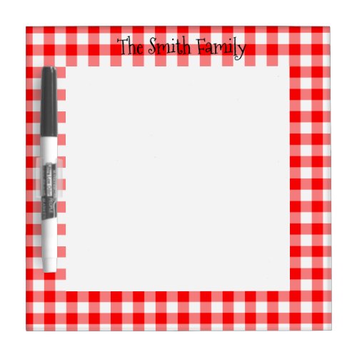 Bright Red and White Gingham Family Dry Erase Board