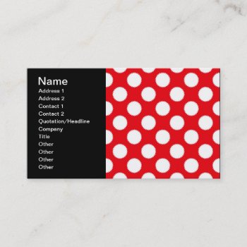 Bright Red And White Polka Dot Pattern Business Card by MHDesignStudio at Zazzle