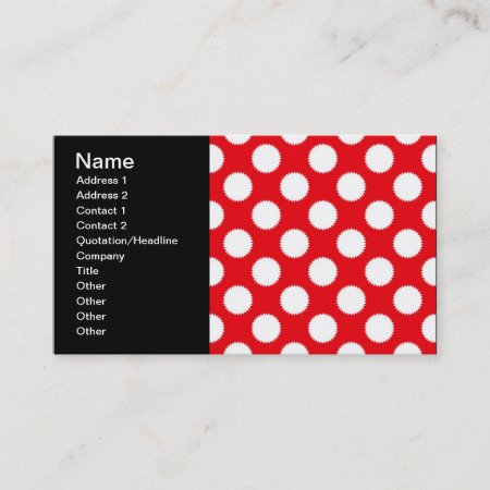 Bright Red And White Polka Dot Pattern Business Card