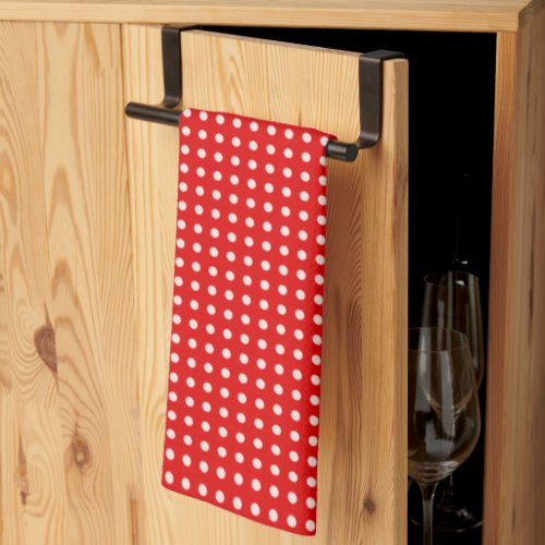 Bright Red and White Polka Dot Pattern   Kitchen Towel