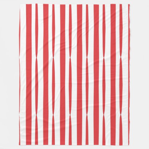 Bright Red and White scripted vertical Stripe Fleece Blanket