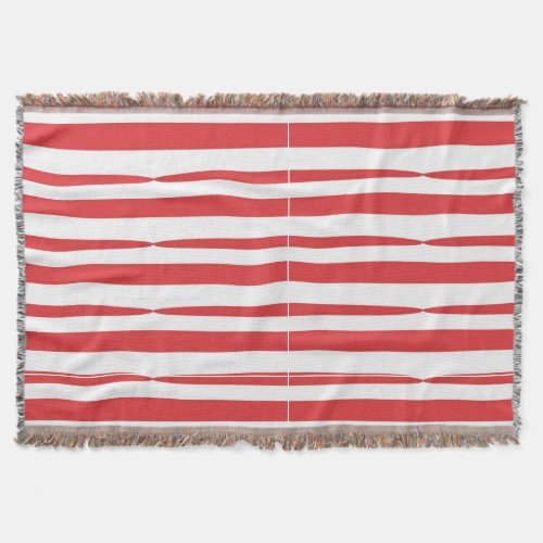 Bright Red and White scripted vertical Stripe Throw Blanket