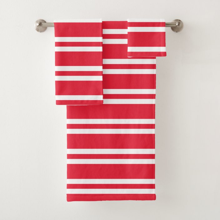 Bright Red and White Stripes Bath Towel Set | Zazzle.com
