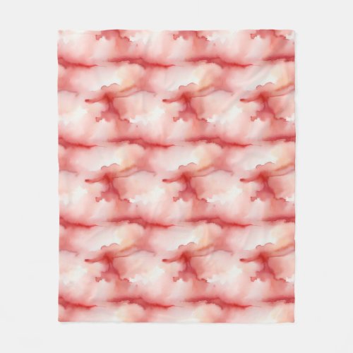 Bright Red and White watercolor diffusion Fleece Blanket