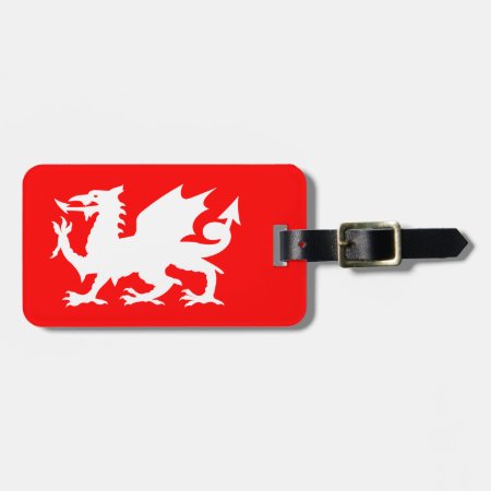Bright Red And White Welsh Dragon Luggage Tag