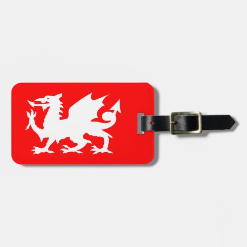 Bright Red and White Welsh Dragon Luggage Tag