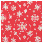 Bright Red and Winter White Snowflake Pattern Fabric