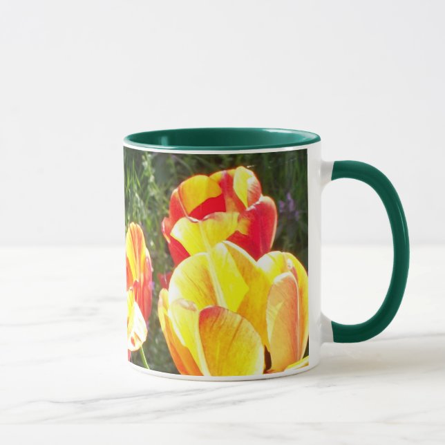 Bright Red and Yellow Tulips Photograph Mug (Right)