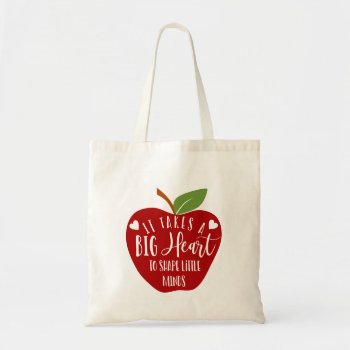 Bright Red Apple It Takes A Big Heart Tote Bag by GenerationIns at Zazzle
