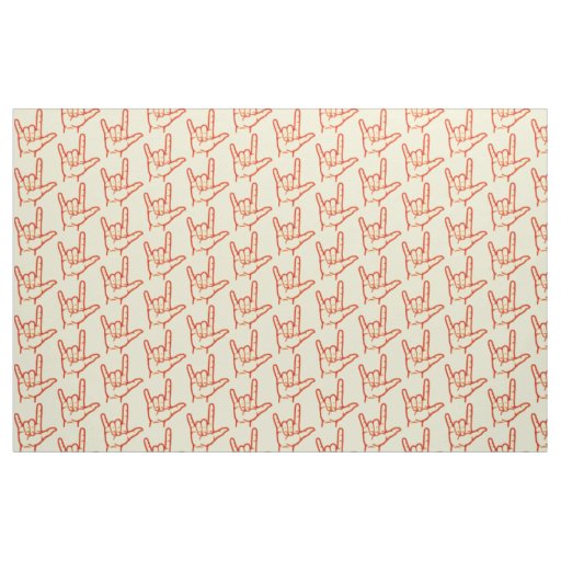 Bright Red ASL I Love You Patterned Fabric