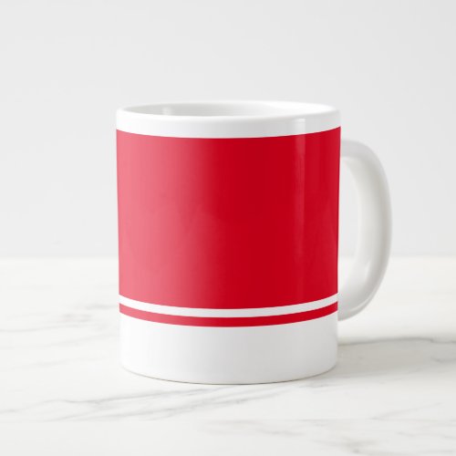 Bright Red Background White Bottom Rim Stripes Giant Coffee Mug