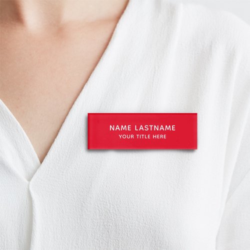 Bright Red Basic Simple Minimalist Modern Title Name Tag