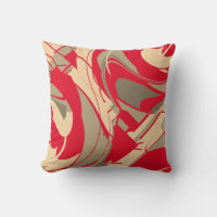 Bright Red Beige Taupe Swirling Floral Diagonal