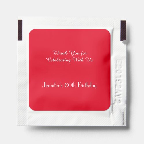 Bright Red Birthday Party Personalized Hand Sanitizer Packet