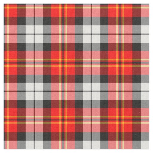 Bright Red, Black and White Sporty Plaid Fabric