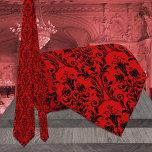 Bright Red & Black Floral Damask Wedding Neck Tie<br><div class="desc">A bright red and black floral damask wedding neck tie.</div>