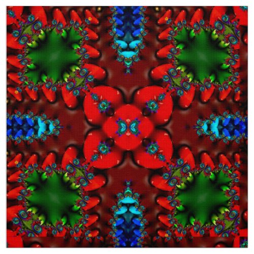 BRIGHT Red Blue and Green Abstract Geometrical  Fabric