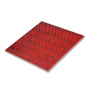 Bright Red Brick chevron pattern Ceramic Tile