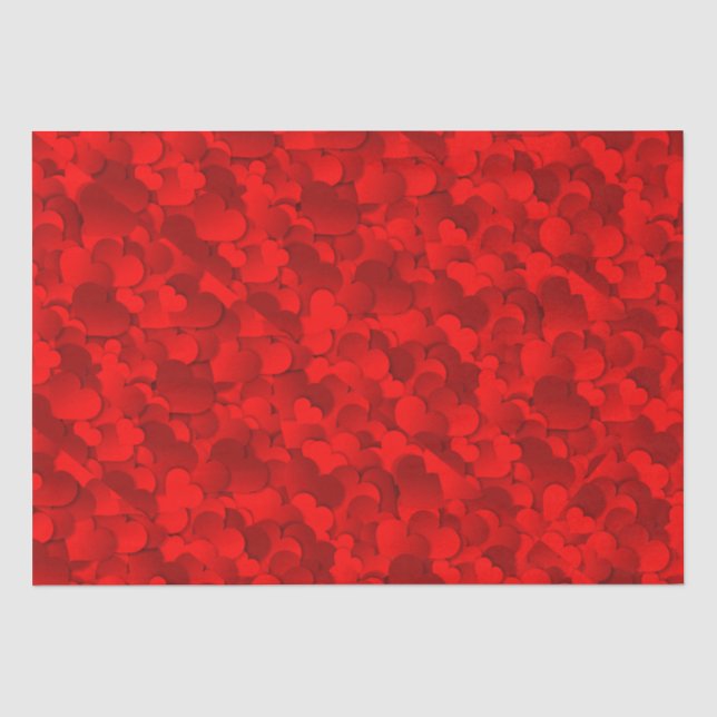 Bright Red-Burgundy Heart Valentine Tissue Paper (Front)
