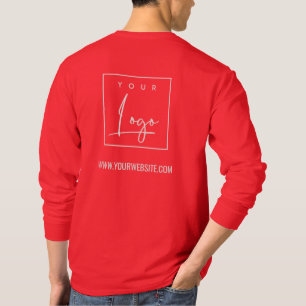 Bright Red Business Add Your Logo Name Website T-Shirt