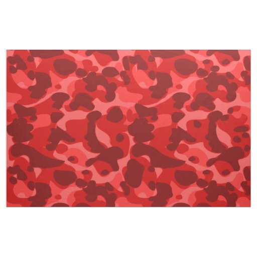 Bright Red Camo Camouflage Pattern Cool Stylish Fabric
