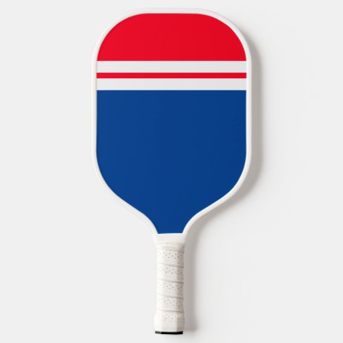 Bright Red Cap Deep Blue Two Top White Stripes Pickleball Paddle