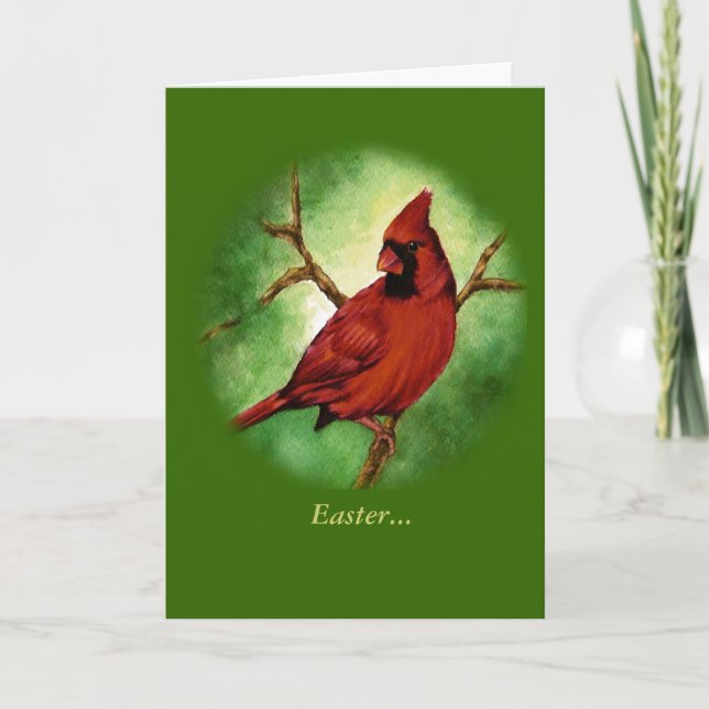 Bright Red Cardinal Easter Card (Front)