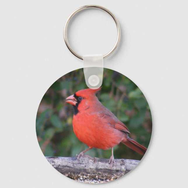 Bright Red Cardinal Keychain (Front)