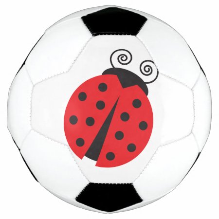 Bright Red Cartoon Ladybug Soccer Ball