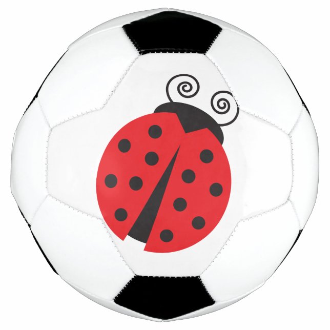 Bright Red Cartoon Ladybug Soccer Ball (Front)