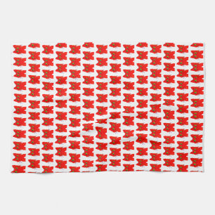 Bright Red Cat — Wide-Eyed Wonder with a Twist Kitchen Towel